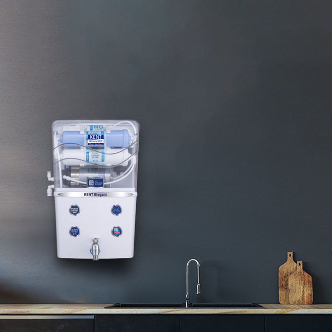 Kent 8 Liter RO+UV+UF+TDS Controller Water Purifier (KENT ELEGANT MINERAL RO WATER PURIFIER) model KENT ELEGANT MINERAL RO WATER PURIFIER front view - GharOne Nepal view 3